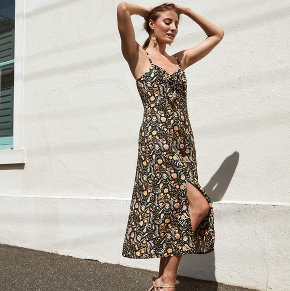 SEED HERITAGE Linen Floral Paisley Midi Dress - Picture 5 of 16